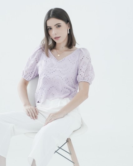 Viony Crochet Top Lilac